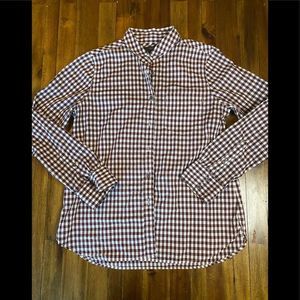 J Crew maroon checked boy fit shirt 6P